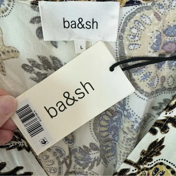 Ba&Sh Vienne Printed Crepe Midi Dress Flower Leaf Print Cream Size 8 NWT - Picture 13 of 14